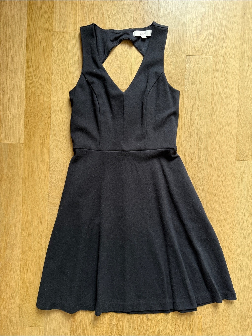 New Loft Black Sleeveless V-Neck Fit & Flare Dress